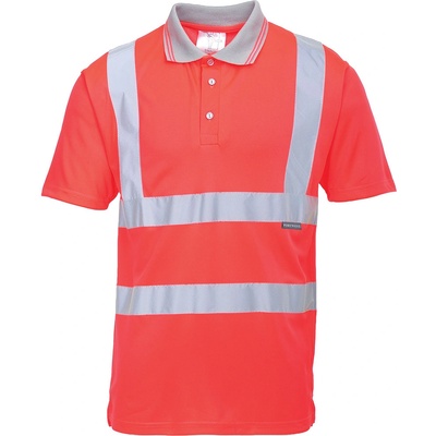 Portwest hi-vis s477 / Светлоотразителна функционална поло тениска - hv червена xl (s477rerxl)