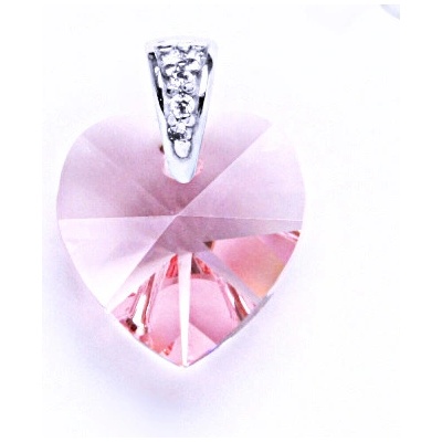Čištín Přívěsek 36935830 Stříbrný srdce s krystalem Swarovski light roseP 1306