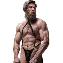 Fetish Submissive Attitude pánsky bedrový pás z eko-kože nastaviteľný