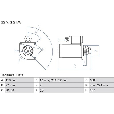 BOSCH 0 986 017 490 Startér (0986017490)