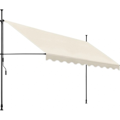 Tectake Upínací markýza s ruční klikou, výškově nastavitelná 400 x 180 cm, béžová – Zboží Mobilmania