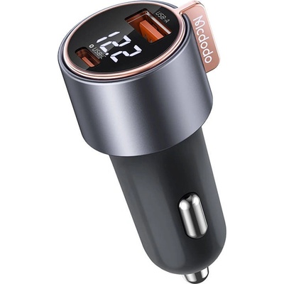 Mcdodo Digital Display Dual Quick Car Charger 75W (CC-5670) - зарядно за кола с USB-A и USB-C изходи, с дисплей и с технология за бързо зареждане (черен)