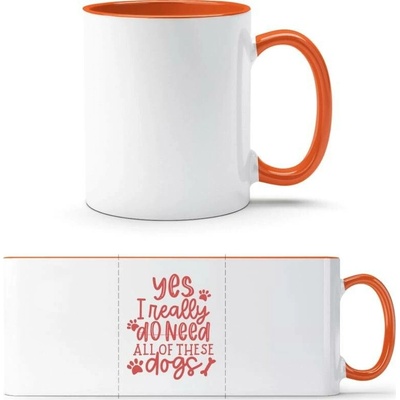 PrintEQ TTH Dvoubarevný Hrnek Design pro majitele více psů Bílá Oranžová Standard Dárky 250 ml