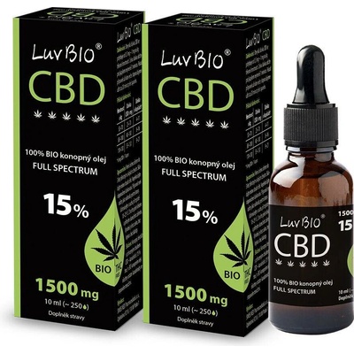 LuvBIO CBD 15 % BIO konopný olej 10 ml – Sleviste.cz