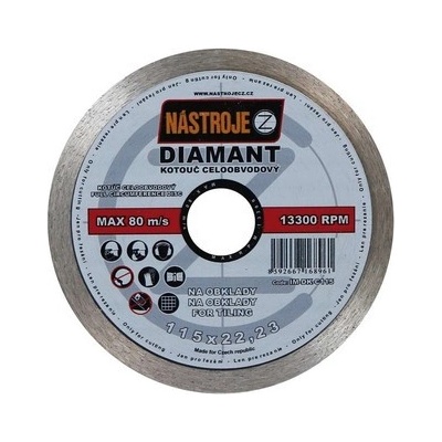 Nástroje cz Kotouč diamantový celoobvodový 115 x 1,6 x 22,2 mm IM-DK-C115