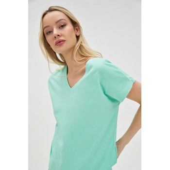 Moodo Памучна тениска с V-образно деколте в мента Moodo Moodo | Zelen | ЖЕНИ | XXL