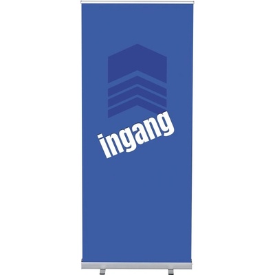 Jansen Display Set Roll-baneru Budget s vytištěným motivem, Vchod, modrý, holandsky, 870 x 2080 mm