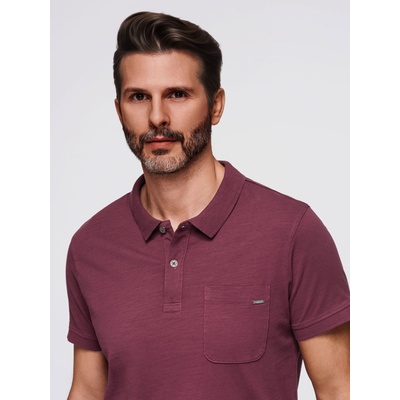 Ombre Clothing Мъжка поло тениска с декоративни бутонки - бордо V6 S1744 Ombre Clothing Ombre Clothing | Cherven | МЪЖЕ | S