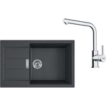 Franke - Кухненски комплект T116Č, мивка от тектонит S2D 611-78 XL и смесител FS 3230.031, черно/хром 143.0687. 353 (143.0687.353)