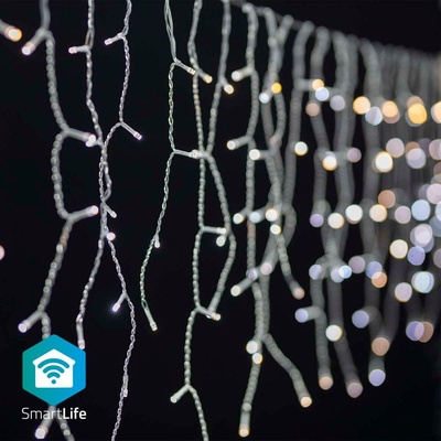 SmartLife Nedis chytrý vánoční řetěz rampouchy 400 LED 8 m venkovní IP65 teplá studená bílá WIFILXC04W400
