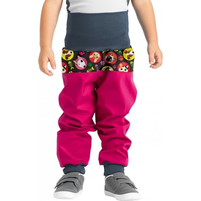 Unuo Batolecí softshellové kalhoty bez zateplení Basic Fuchsiová Kočka pes holka