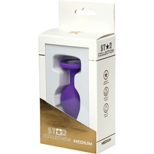 Star Collection Purple Silicone Anal Plug M Clear Stone