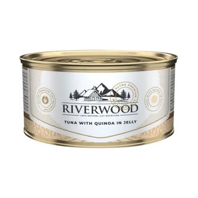 Riverwood - Висококачествена консервирана храна за котки над 1 година, с риба тон с киноа в желе, 85 гр. / 3 броя