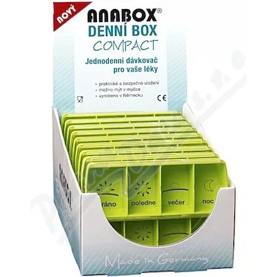 Anabox Dávkovač liekov zelený denný box COMPACT