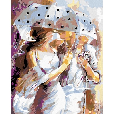 zuty malování podle čísel Milenci pod deštníkem 80 x 100 cm vypnuté plátno na rám