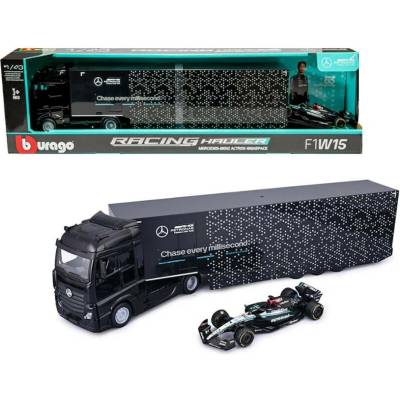 Bburago RACE MB Tahač s návěsem + F1 MercedesAMG Petronas W15 2024 63 George Russell 1:43