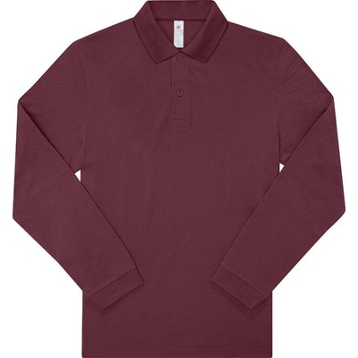 B&C My polo 180 LSL Piqué polo s dlouhým rukávem burgundy červená