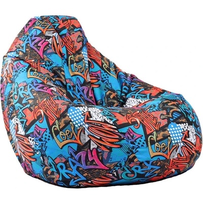Pufrelax Пуф круша 320л. , Nirvana Grande, Street Art, Водоустойчив, Перящ се калъф, Пълнеж от Полистиролни перли, принт (PUF-G-NGR-TEXP-STR)