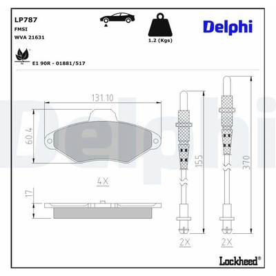 Sada brzdových platničiek kotúčovej brzdy DELPHI LP787