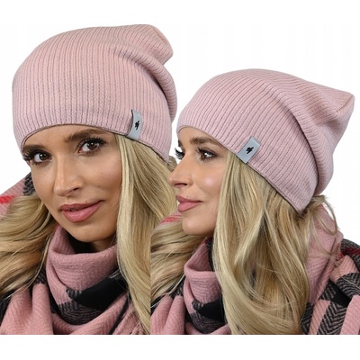 Fashionweek dámská žebrovaná čepice na fleecu šmoulinka beani ZIZI-04 Růžová