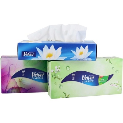 Velvet Classic box papierové vreckovky 2-vrstvové 100 ks