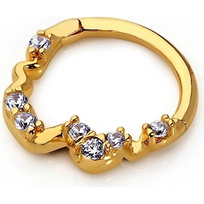 Lillian Vassago Originální zlatý piercing kroužek se zářivými zirkony LLV92-GPI022SP