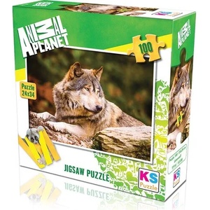 KS Games Animal Planet пъзел 100 части - Вълк Единак (24x34)