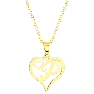 Gemmax Zlatý řetízek s písmenkem P - srdíčko GLSYN-00741-36261