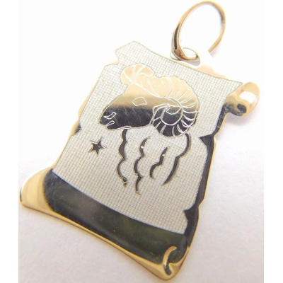 Klenoty Budín Zlatý přívěsek na pergamenu s gravírováním v bílém zlatě znamení BERAN GUPWN 58211