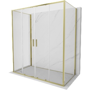 Mexen Exo-3S тристенна плъзгаща се душ кабина 200 x 85 см, прозрачна, златна (8152-200-085-50-00-3S)