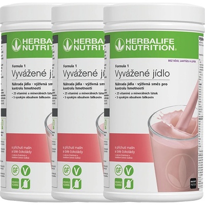 Herbalife 3x Formula 1 Free Form Koktail Malina a biela čokoláda bez sóje laktózy a lepku 3 x 500 g