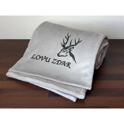 Povlečení Plus Deka pro myslivce Hlava jelena + Lovu zdar šedá 150x200
