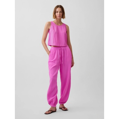 GAP Mušelínové kalhoty Barrel Joggers Růžová