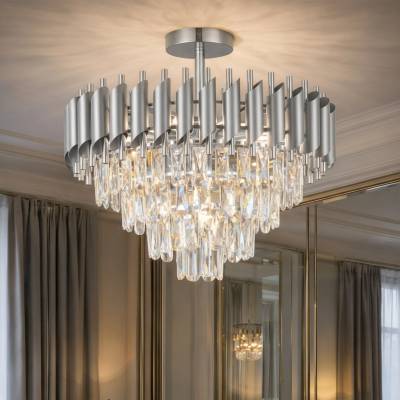 Brilagi - Плафон ECLIPSE 7xE14/10W/230V диаметър 48 см сребрист (BG3340)