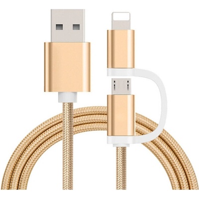 Bomba Micro USB, iPhone kábel 2v1 Zlatá B165/GOLD
