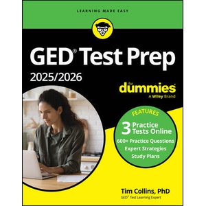 GED Test Prep 2025 / 2026 for Dummies (+3 Practice Tests Online) | Collins, Tim (ISBN: 9781394287437)