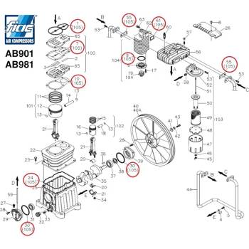 Fiac - Италия Гарнитури за пневмо групи ab901/981 fiac ; 1124080040