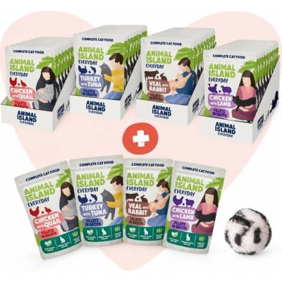ANIMAL ISLAND Love Box Fillets in Broth Box + Toy mokré krmivo pro kočky 48x85 g