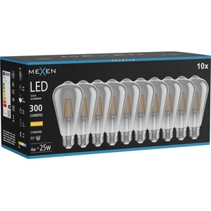 Mexen Vintis 10x LED крушка с нажежаема жичка E27, ST64, 4W, Топла - 2700K, 300 lm, димно (L152-E27-0427-70x10)