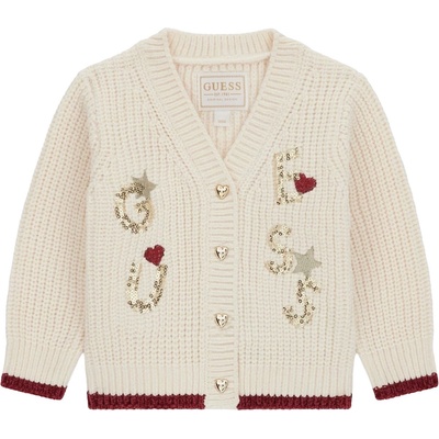 Guess Жилетка с дълъг ръкав Guess - С копчета тип сърце, бяла, 18 м (20254-A5BR00-Z3OC0-G012-18M)