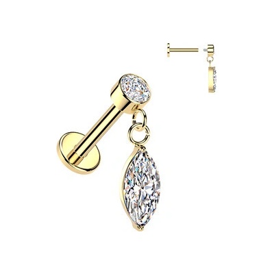 Šperky4U Zlacený piercing do ucha labreta LB1146-GD