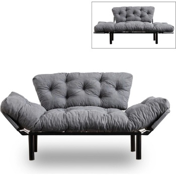 TopMebel Двуместен разтегателен диван Nitta TopMebel от плат в сив цвят 155x70x85cm