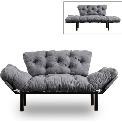 TopMebel Двуместен разтегателен диван Nitta от текстил - сив цвят 155×70×85 см