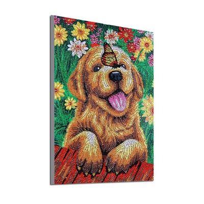 Диамантен Гоблен "Куче с Пеперуда" - 24 x 34 см, Специални мъниста