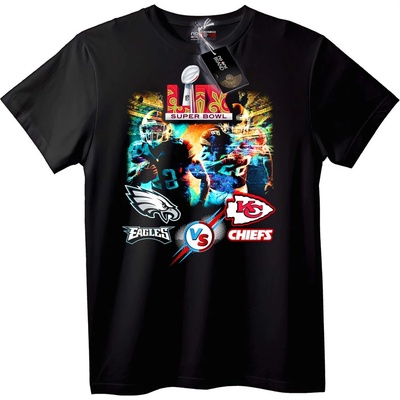 NOONEBRAND Тениска Super Bowl LII Eagles срещу Chiefs - XXS, Black