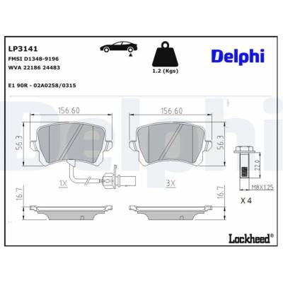 Sada brzdových platničiek kotúčovej brzdy DELPHI LP3141