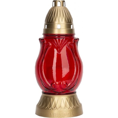Lampa hřbitovní KORINT skleněná 115g d11x26cm červená