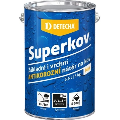 SUPERKOV Antikorózna syntetická farba 2v1 20 kg šedá matná