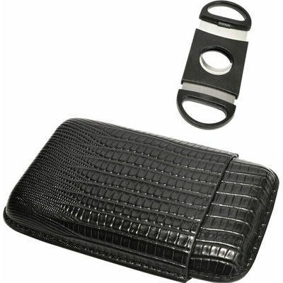 Vpkcz pouzdro na 3 doutníky Etue s ořezávačem černé 14,5 cm