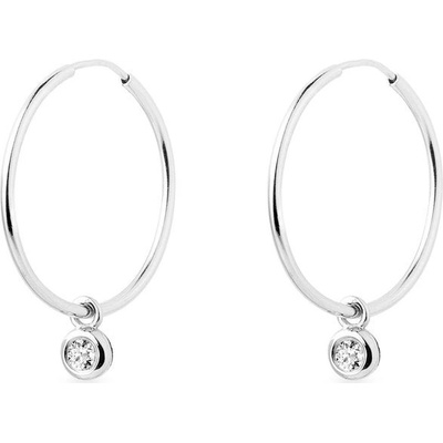 Klenota kruhy s bezel diamanty v bílém zlatě k0671022